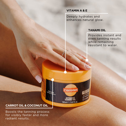 [Carroten] Intensive Tanning Gel, Browning Tan Accelerator, 5 oz | Non-Greasy, Water-Resistant with Carrot and Coconut Oil, Vitamin A & E For Moisture & Hydration, All skin types，Made in Greece